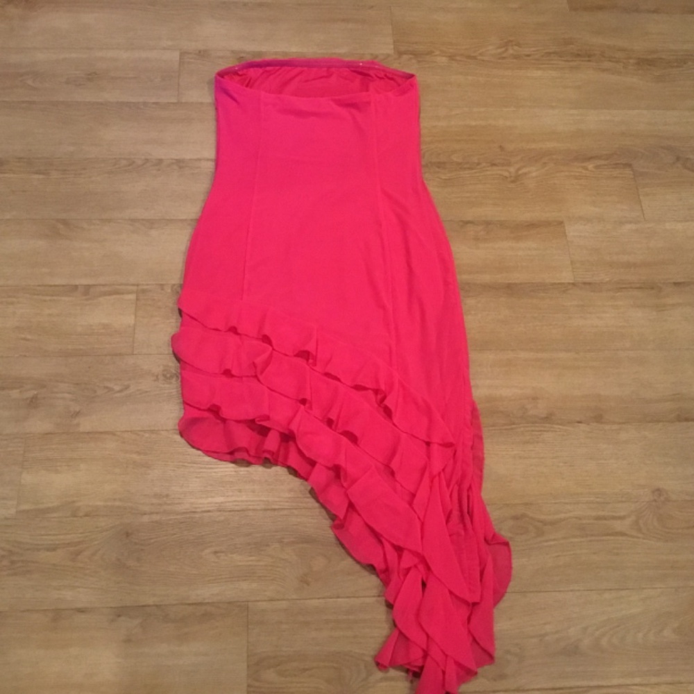 NWT Zesica Pink Off The Shoulder Ruffle Bodycon Midi Dress Size Large - Picture 8 of 8